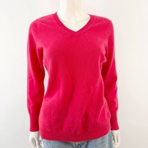 Enzo Mantovani Pink Cashmere Sweater Size L Long Sleeve Casual Winter Preppy